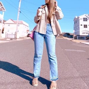 Ripped Light Blue Women’s Straight Leg Jeans